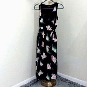 Banana Republic Black Floral Wrap Dress